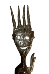 Folk Art Haitian Metal Art Signed Robert Of Fantastic Figure