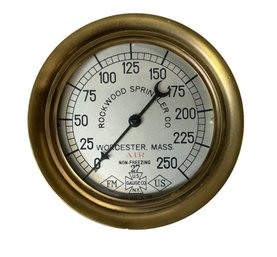 Vintage Rockwood Sprinkler Co Brass Air Gauge