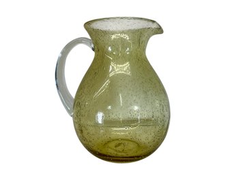 Blown Glass Large Pitcher Yellow Bubble Glass