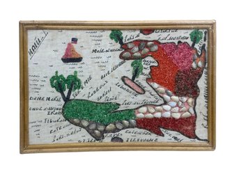 Vintage Haitian Folk Art Hand Made Map