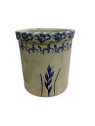 Vintage Blue Spongeware  Roseville Ohio RRP Pottery Small Crock