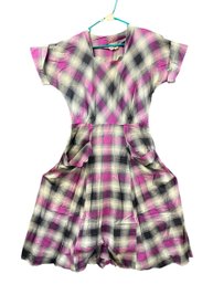1950s Purple & Grey Gingham Dress