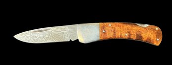 Vintage Lee Bench Made F E Edwards Damascus Blade Folding Pocket Knife