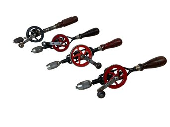 Lot Of Four Vintage Millers Falls Hand Drills No. 1 No. 3 No. 5