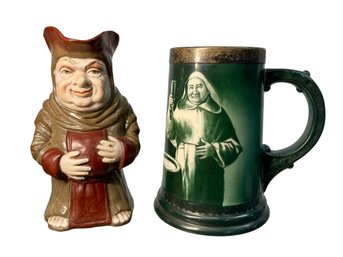 Two Antique Collectible Monk Porcelain Pieces Lenox And Schafer  Vater