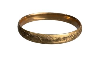 Antique Fancy Victorian Etched And Hinged Bangle Bracelet Costume Jewelry Marked D And C