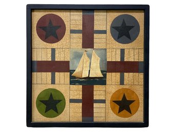 Folk Art Wooden Parcheesi Board