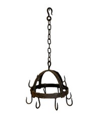 Fabulous Vintage Wrought Iron Pot Hanger Kitchen Ware Twelve Hooks