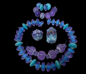 Purple And Perwinkle Artisan Made Lampwork Glass Beads Lot
