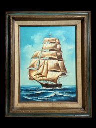 Vintage Ship Oil Painting Signed Gorry?