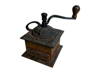 Vintage Wood And Cast Iron Coffee Grinder