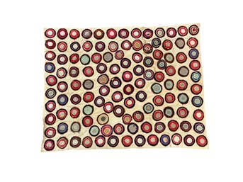 Antique Folk Art Penny Rug Wool Applique On Cotton Ground