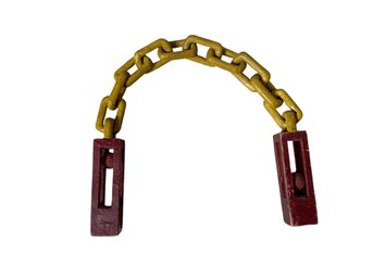 Vintage Folk Art Carved And Painted Wood Whimsy Chain And Ball