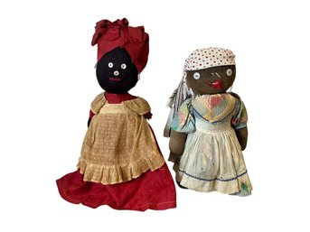 Two Antique African American Milk Bottle Dolls