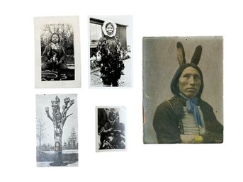 Antique Real Photo Postcards Lithograph And Photograph Native American And Inuit People James Lone Elk