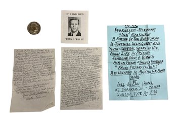 Lot Of Vintage Religious Christian Born Again Ephemera And A Pope John The 23rd Lourdes Commemorative Medal