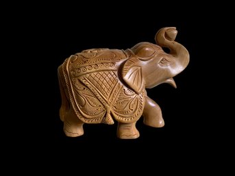 Carved Wooden Elephant Figure