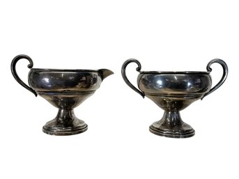 Weighted Sterling Sugar Bowl And Creamer