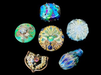 5 Large Center Piece Lamp Work Glass Beads Blown Glass