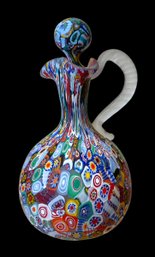 Vintage Murano Fratelli Toso Glass Millefiori Cruet With Stopper