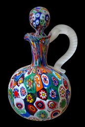Vintage Murano Fratelli Toso Glass Millefiori Cruet With Stopper