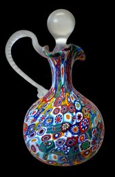 Vintage Murano Fratelli Toso Glass Millefiori Cruet With Stopper