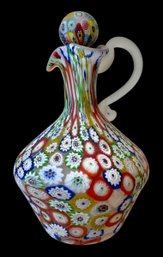 Vintage Murano Fratelli Toso Glass Millefiori Cruet With Stopper