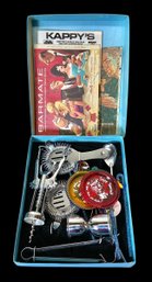 Vintage Barware Set In Box With Bartending Guides