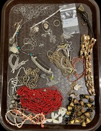 Lot Of Assorted Vintage Jewelry Including Necklaces, Rings And Brooches