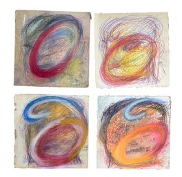 Series Of 4 Jon Sarkin   12' X 12' LP Covers Mixed Media Spirals Searching? (Our Title)