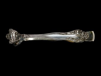 Sterling Silver Sugar Tongs Flower Motif