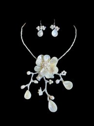 Bespoke Mother Of Pearl Necklace And Earring Set