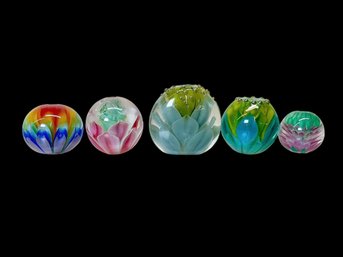 Five Flower Petal Blown Glass Artisan Made Beads Center Piece
