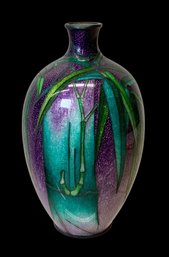 Japanese Miniature Purple And Teal Cloisonne Enamel Vase