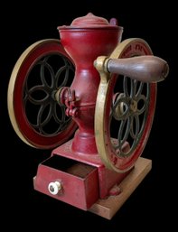 Antique Landers, Frary & Clark Red Cast Iron Coffee Grinder