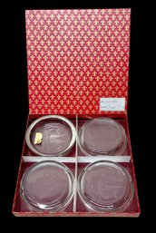 Lot Of Four Vintage Nautical Glass Coasters In Original Box