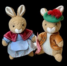 Vintage Pair Of Beatrix Potter Bunny Rabbit Stuffed Animals
