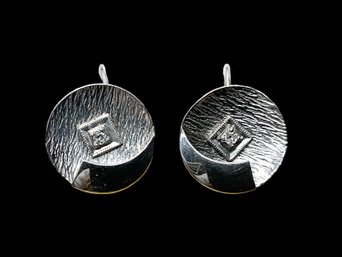 10K White Gold Screw Back Earrings With Diamonds