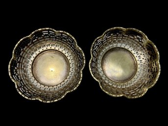 Two Dainty Lace Pattern Metal Bowls Vintage Or Antique