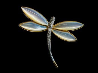 14K And Mother Of Pearl Dragonfly Pin
