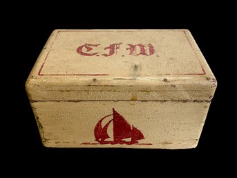 Small Hand Made Hand Painted Folk Art Box CFW Initials