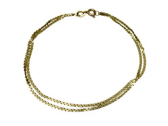 Dainty Vintage Italian 14K Gold Double Chain Bracelet