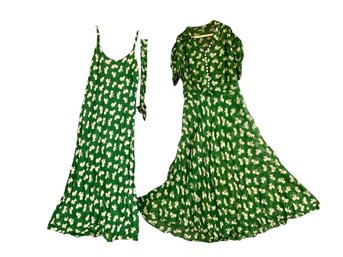 1940s Chiffon Green Layer Dress
