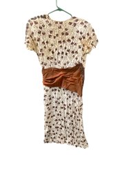 Brown & Cream Patterned 1940s Dress