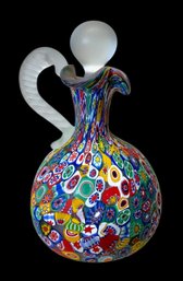 Vintage Murano Fratelli Toso Glass Millefiori Cruet With Stopper
