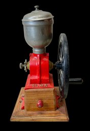 Vintage Elma Cast Iron Red Coffee Grinder