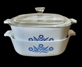 Lot Of Two Corningware Blue Cornflower Baking Dishes