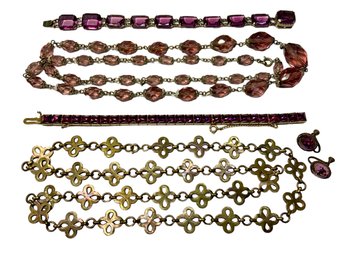 Purple Glass Vintage Costume Jewelry Lot