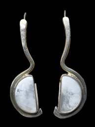 Sterling Drop Hoop Earrings Mother Of Pearl