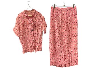1940s Pink Shirt & Skirt Set